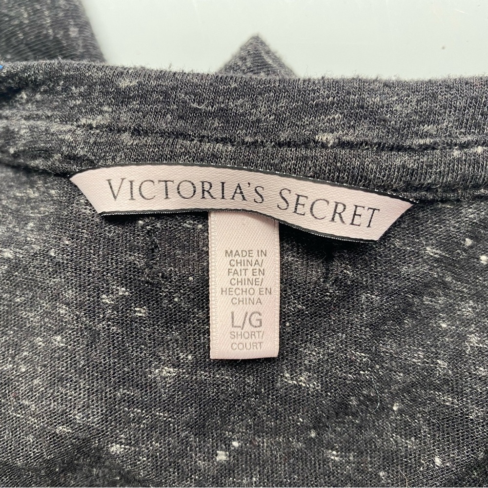 Victoria's Secret Sexy Black Heather V-Neck Quarter Button Down Top Lg Petite A - Picture 4 of 7